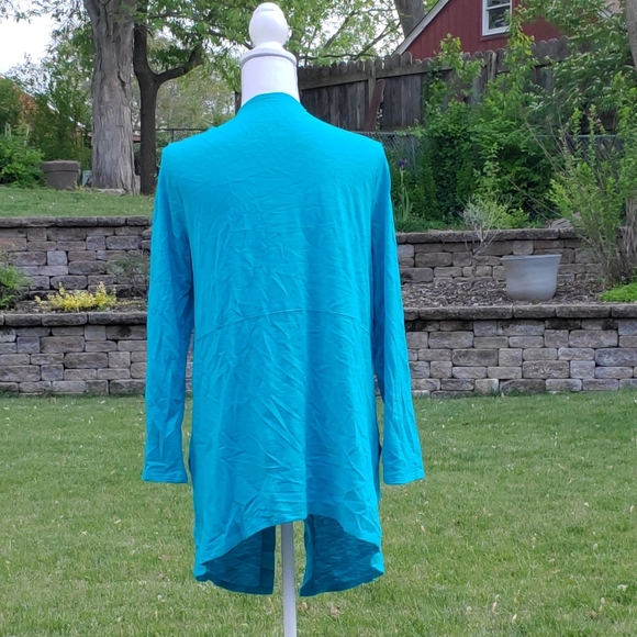 Chico's teal long sleeve cardigan size 1 M - Picture 4 of 7
